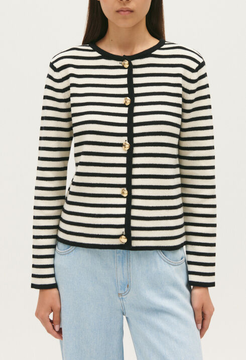 Two-tone striped cardigan 