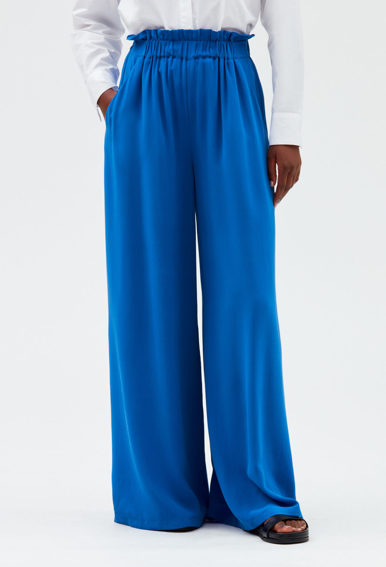 Blue silk trousers Blue silk trousers