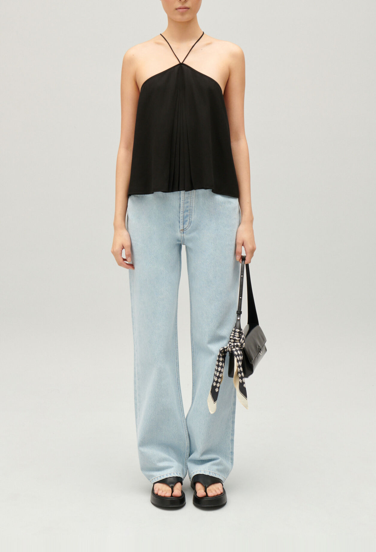 Black bustier top with straps