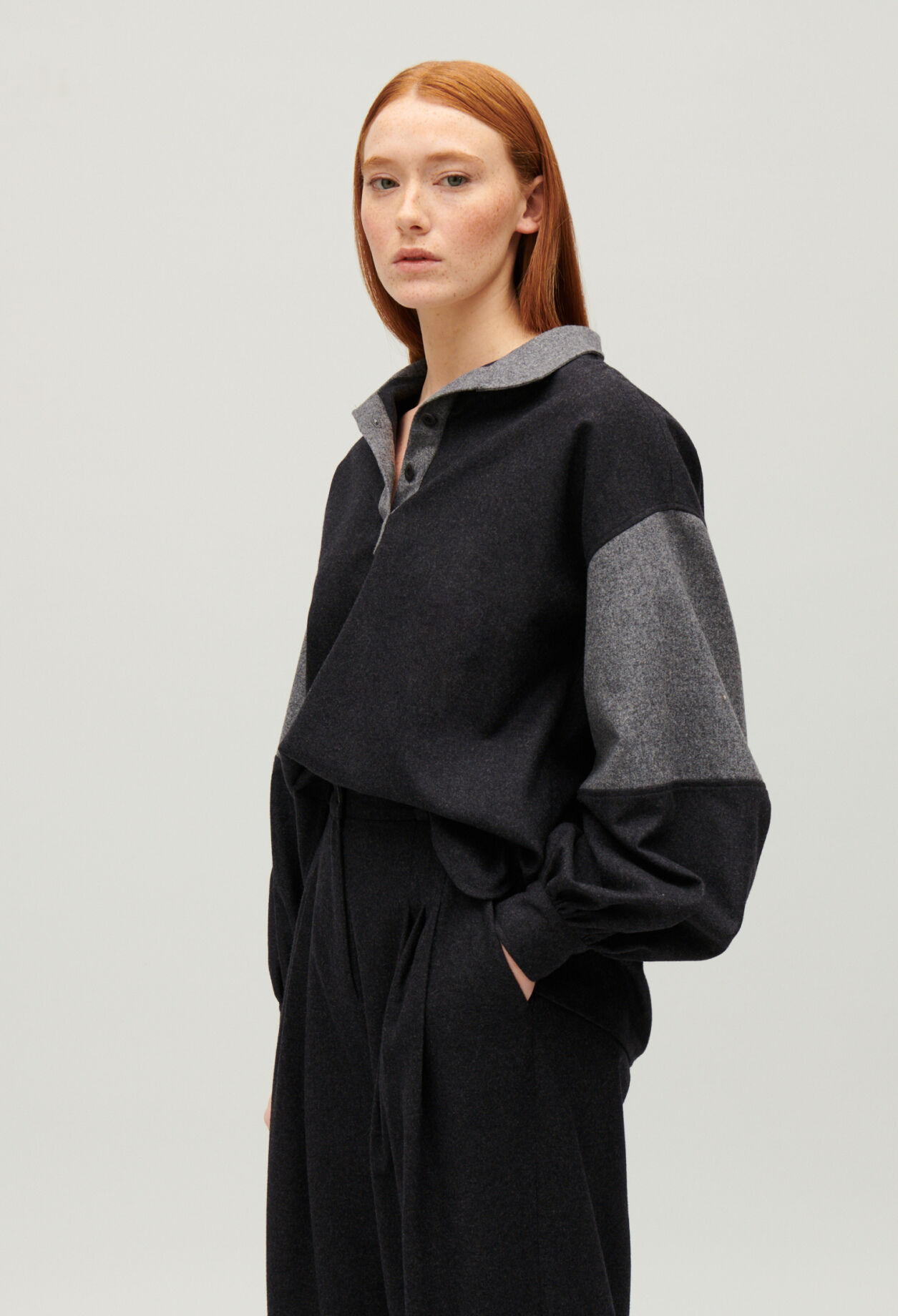 Dark grey loose-fit blouse