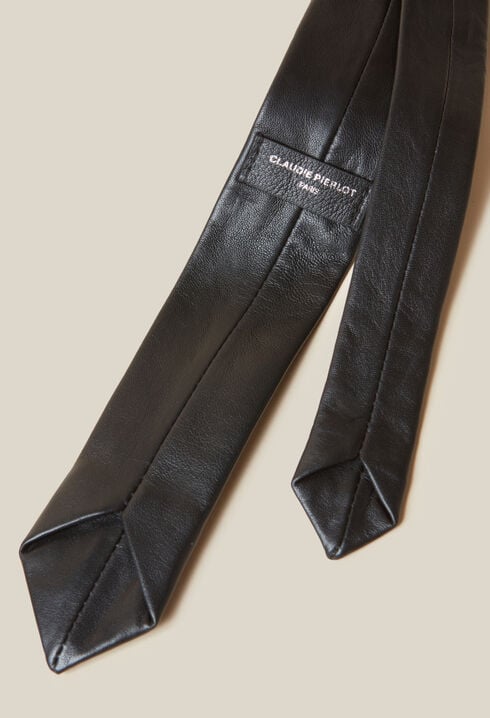 Black leather tie