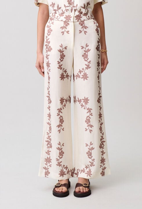 Floral wide-leg trousers