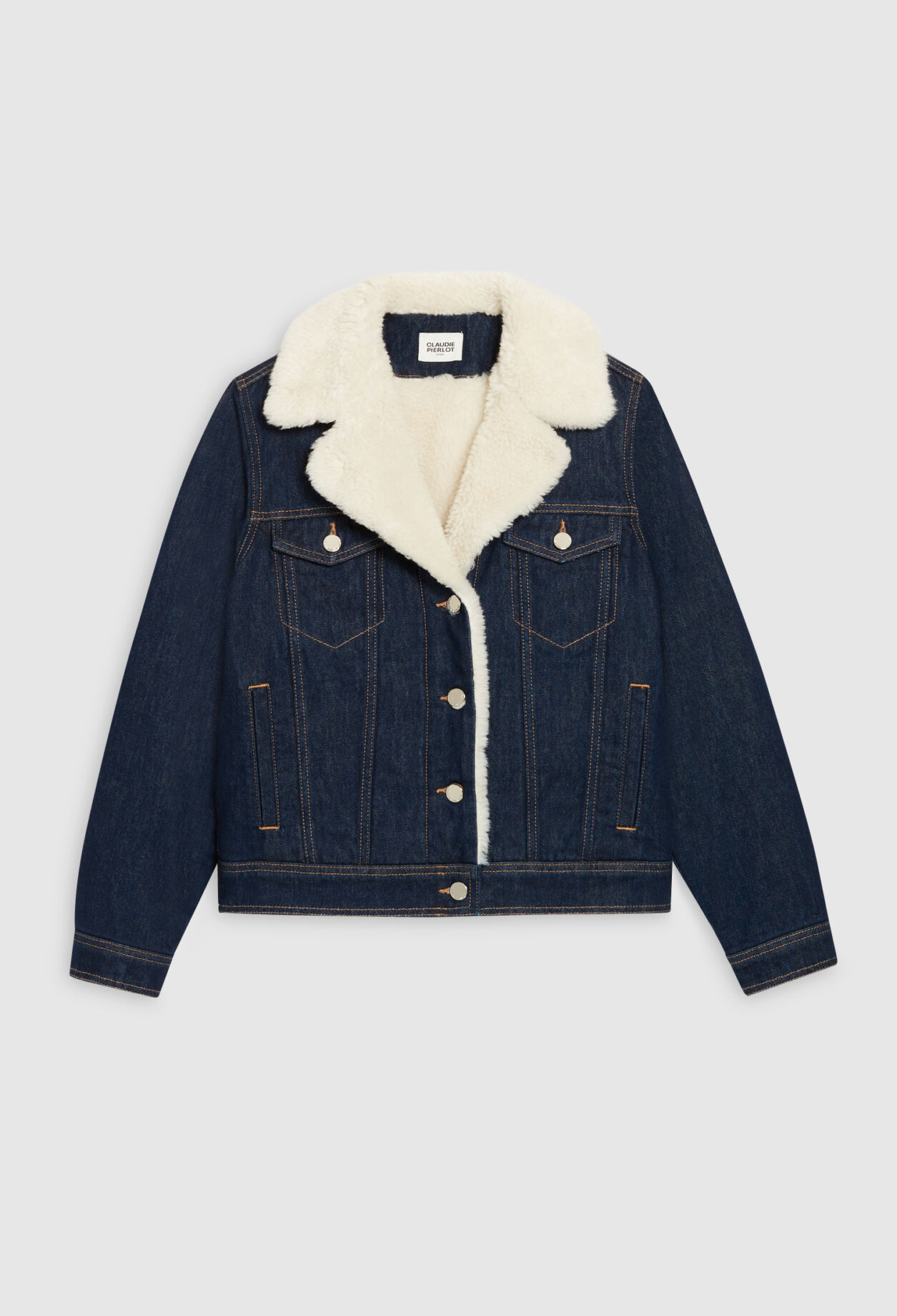 Denim jacket with faux fur lining