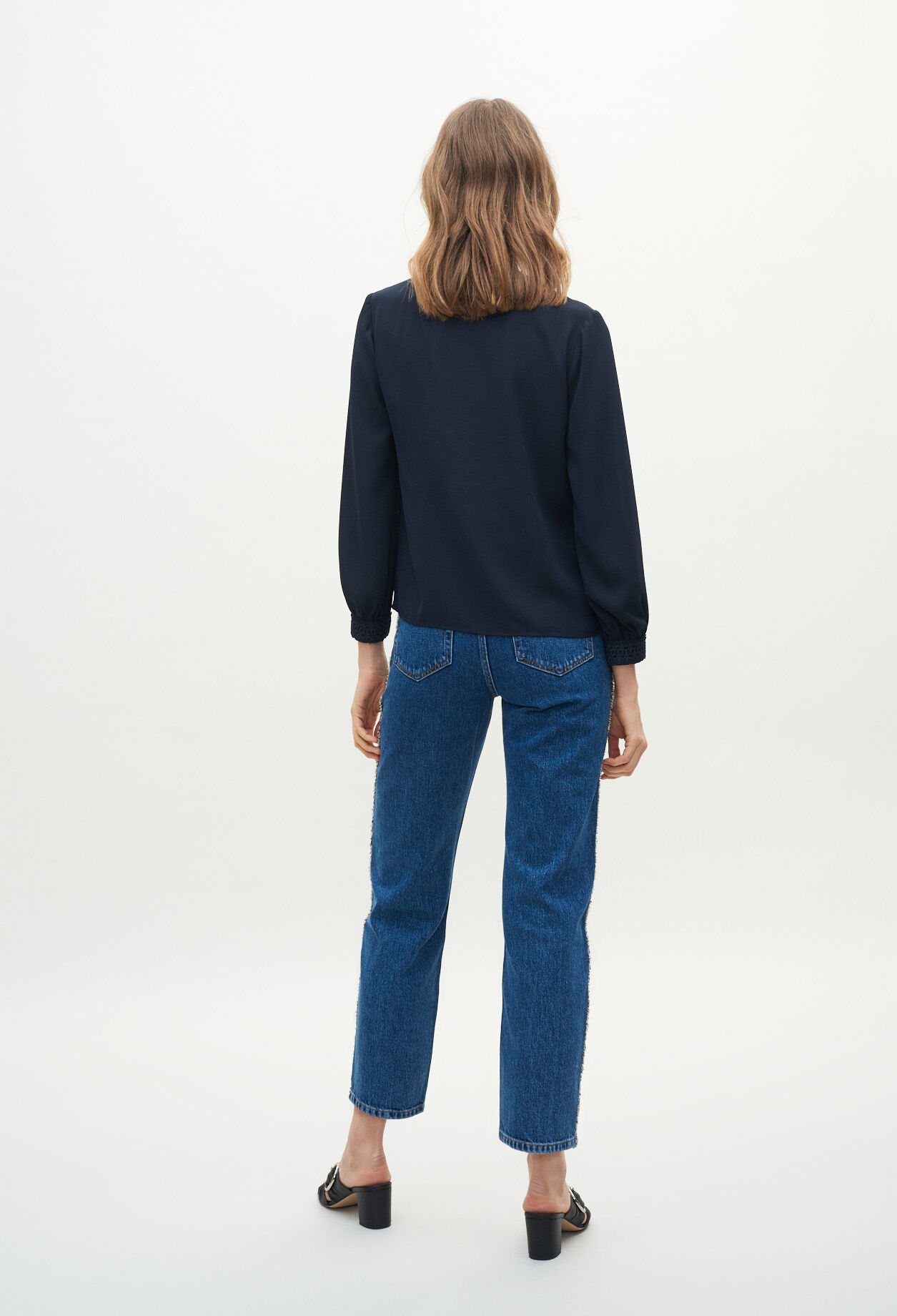 Blouse with embroidered cuffs