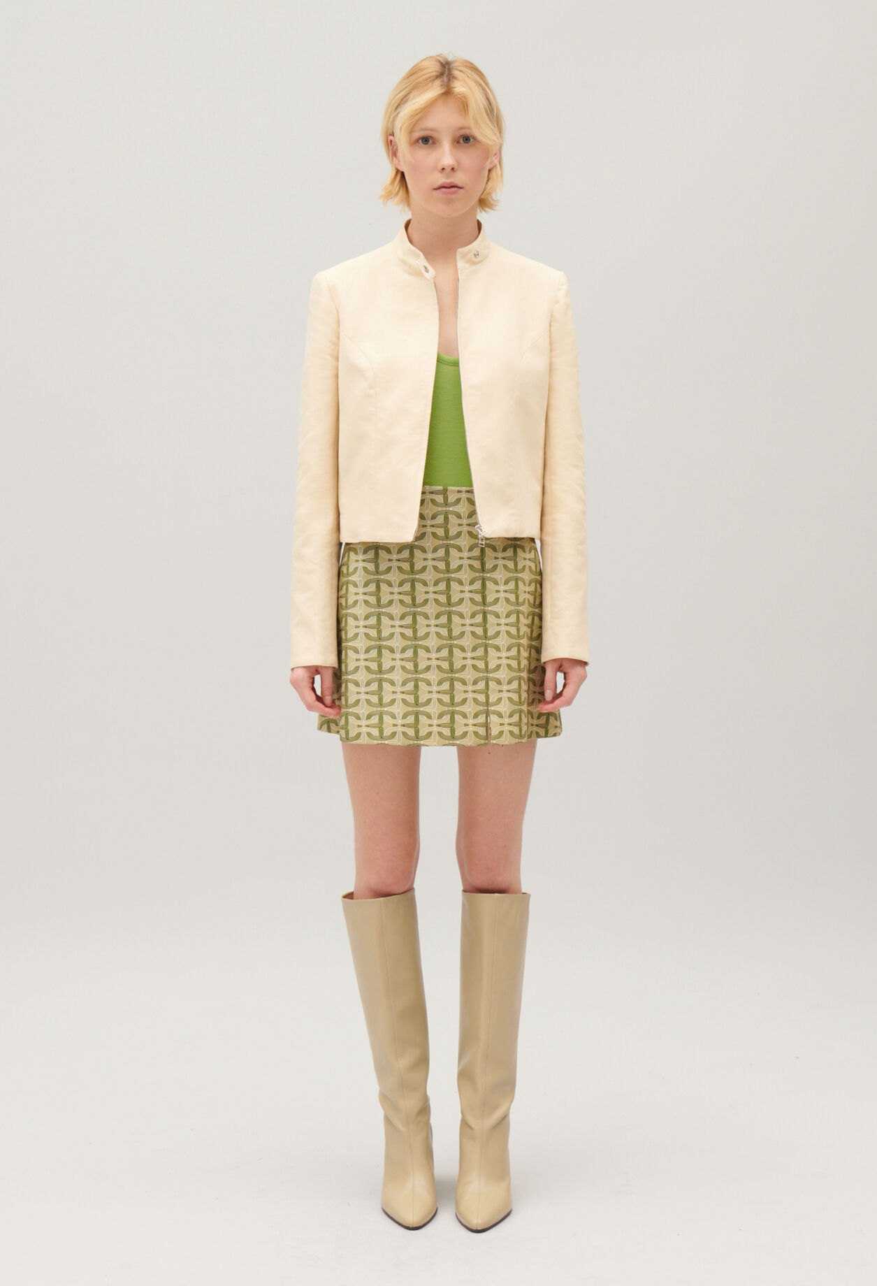 Pale beige biker jacket