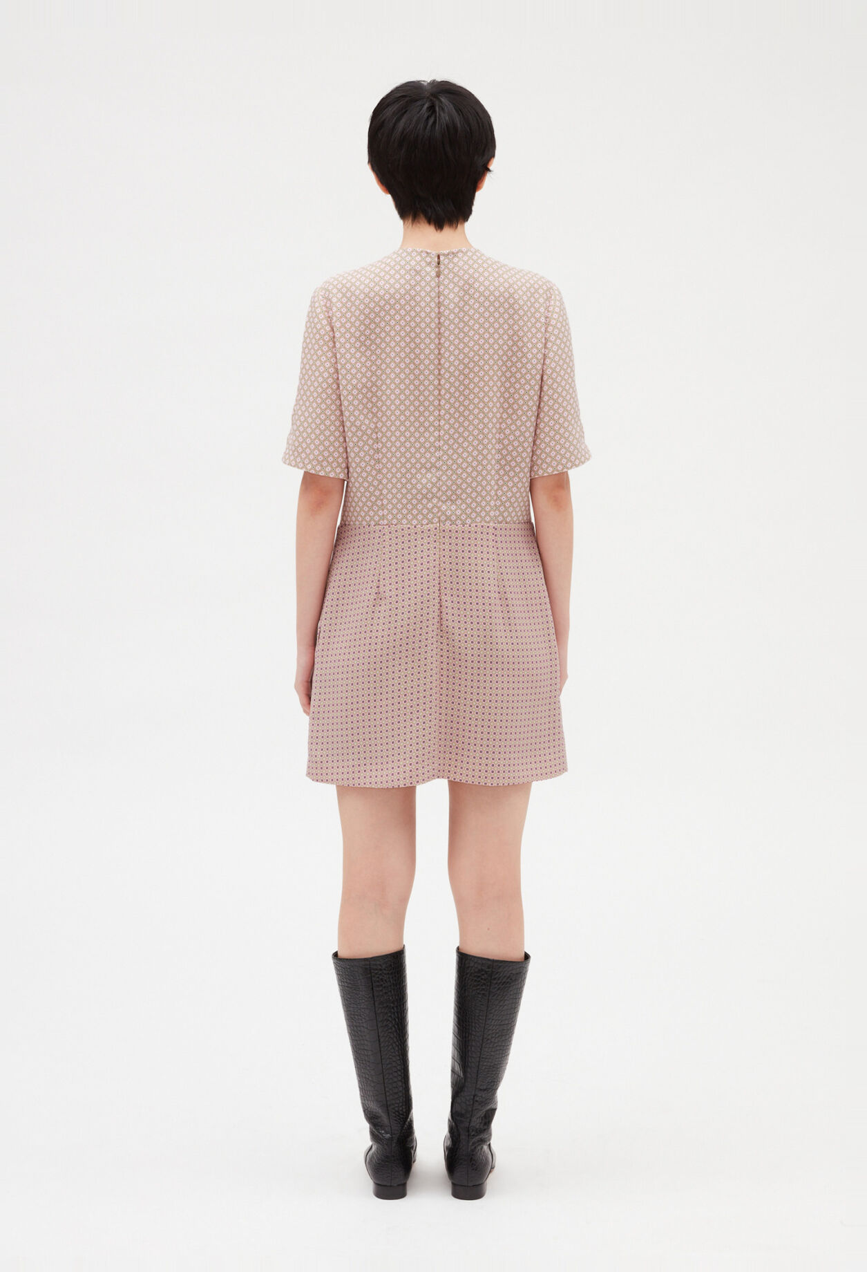 Printed pink mini dress