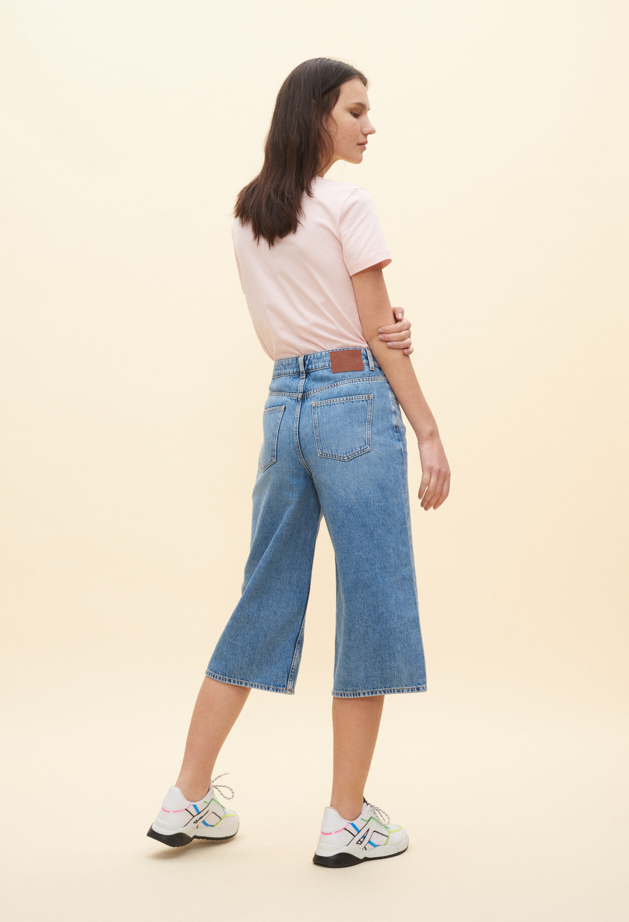 Flared denim Bermuda shorts Flared denim Bermuda shorts