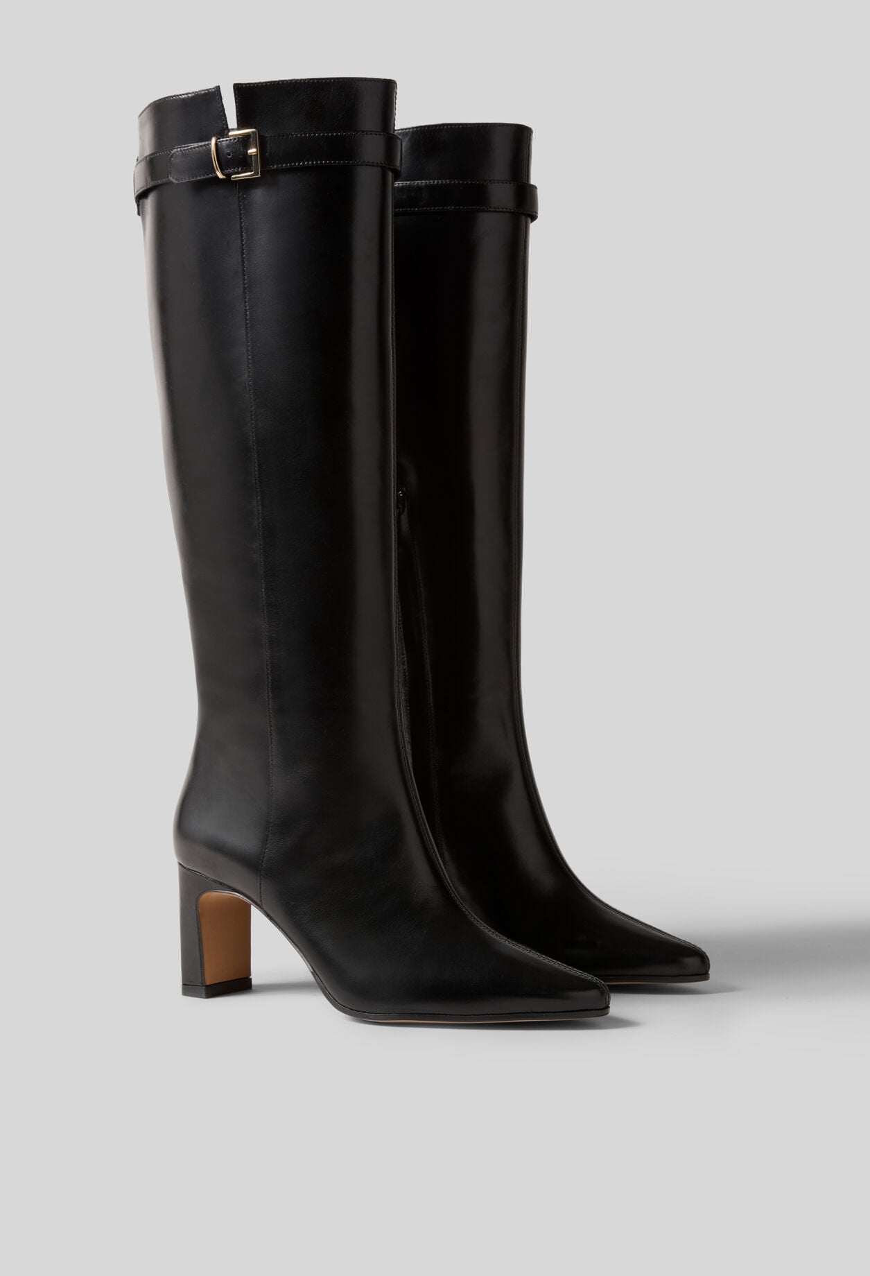 High smooth waxed leather boots