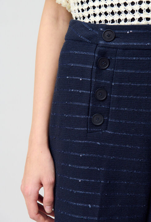 Striped straight cut trousers