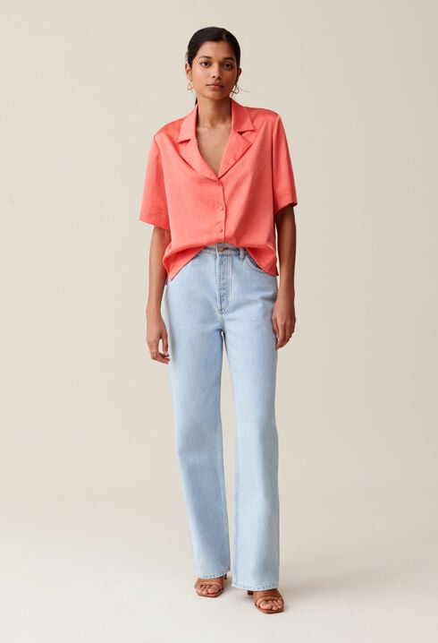 Flowing Satin Mandarin Shirt