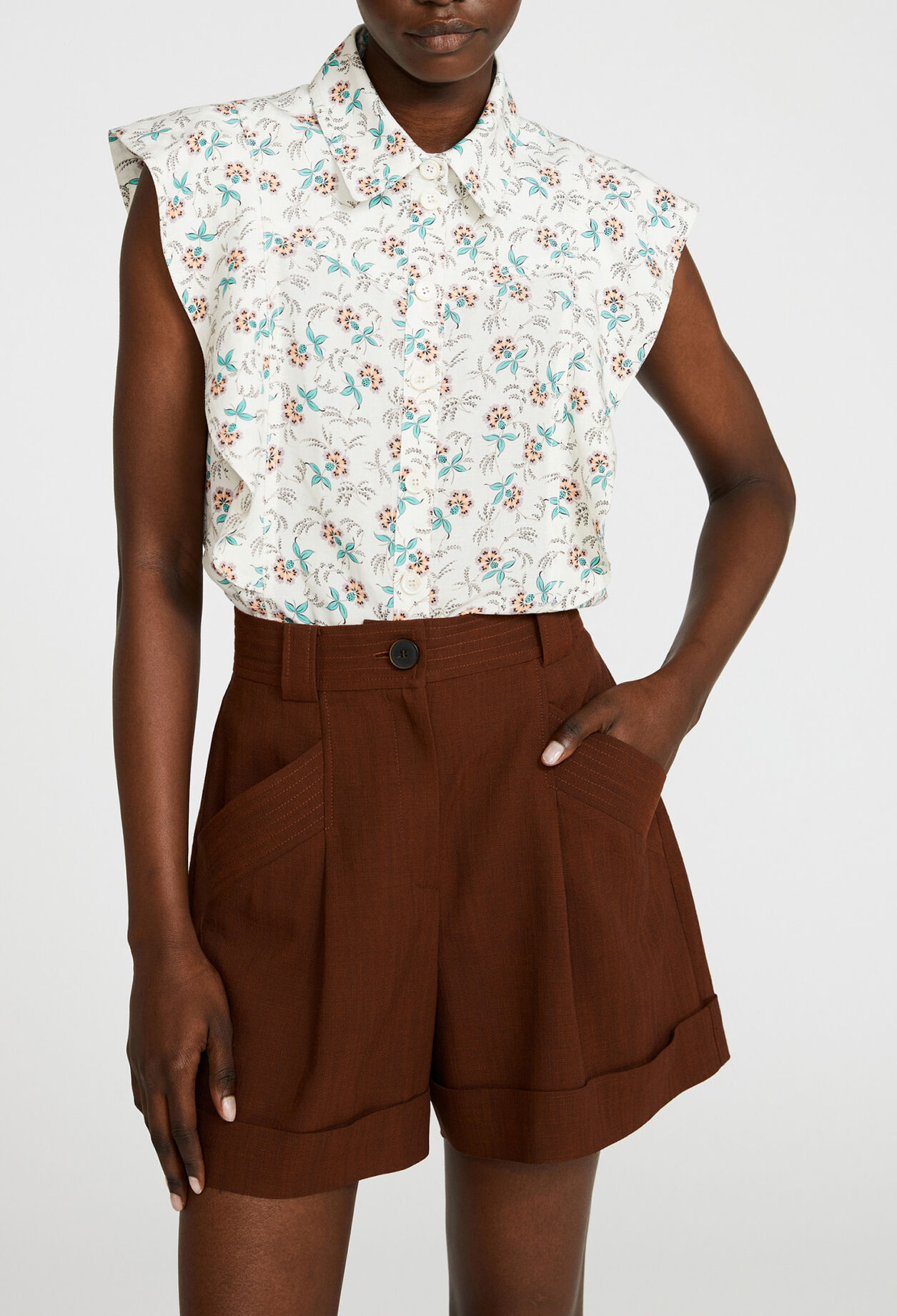 Chemise blanche imprimée sans manche