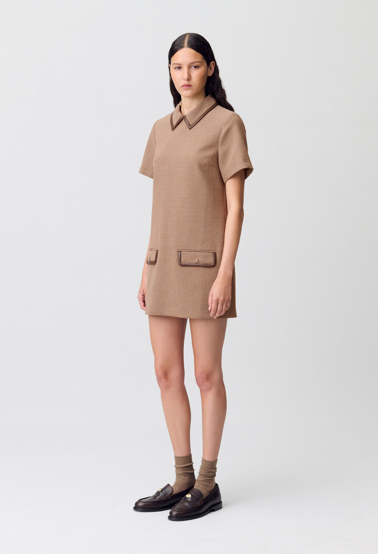 Shift dress with leather detailing Shift dress with leather detailing