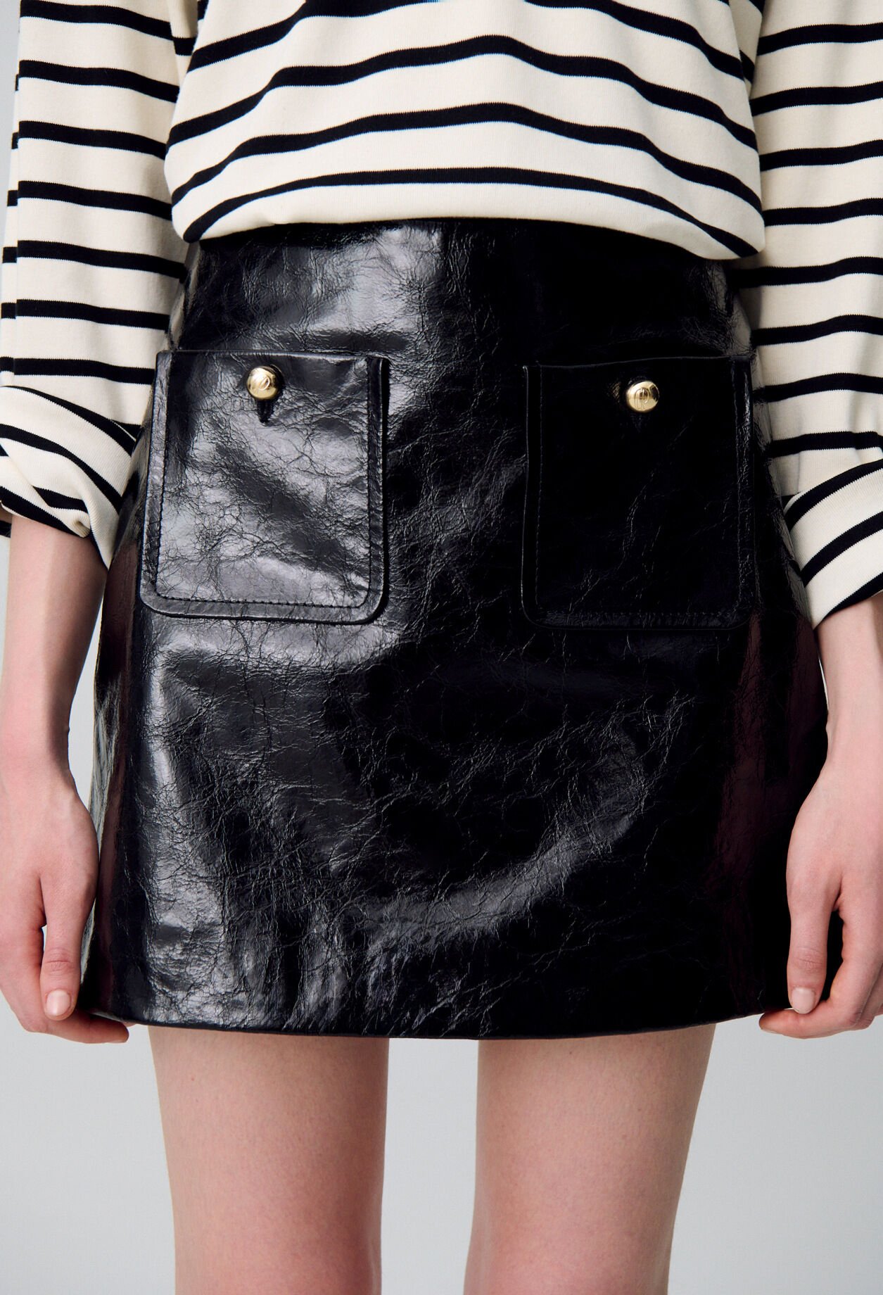 Cracked patent leather skirt