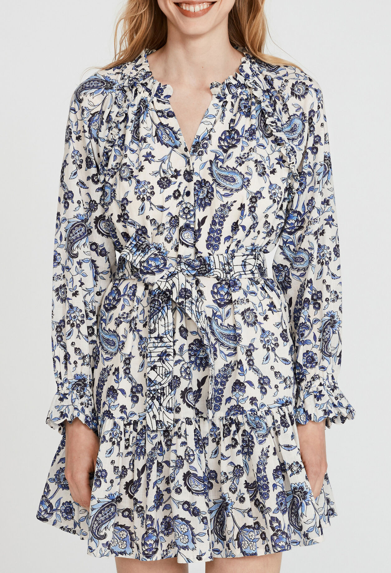 Robe ceinturée motif floral