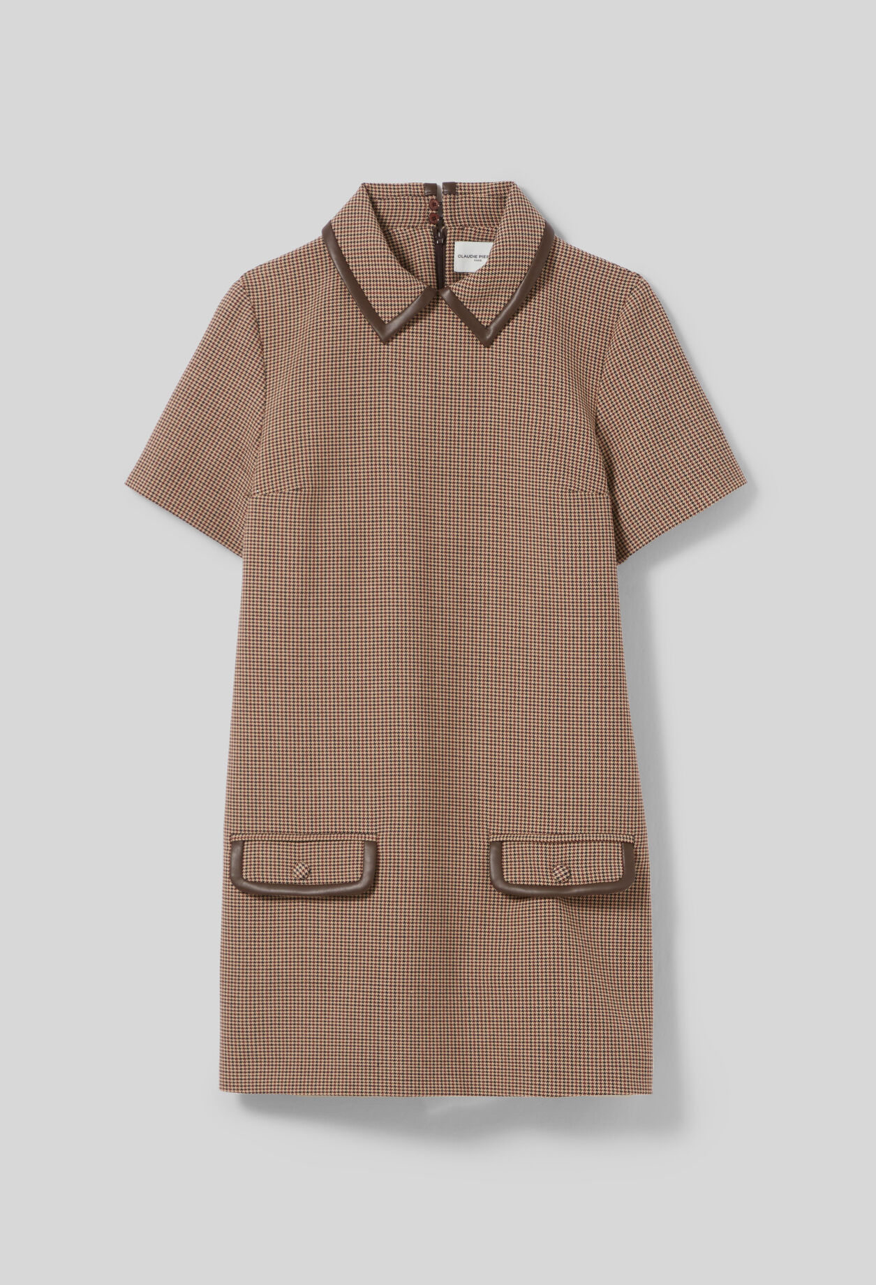 Shift dress with leather detailing Shift dress with leather detailing