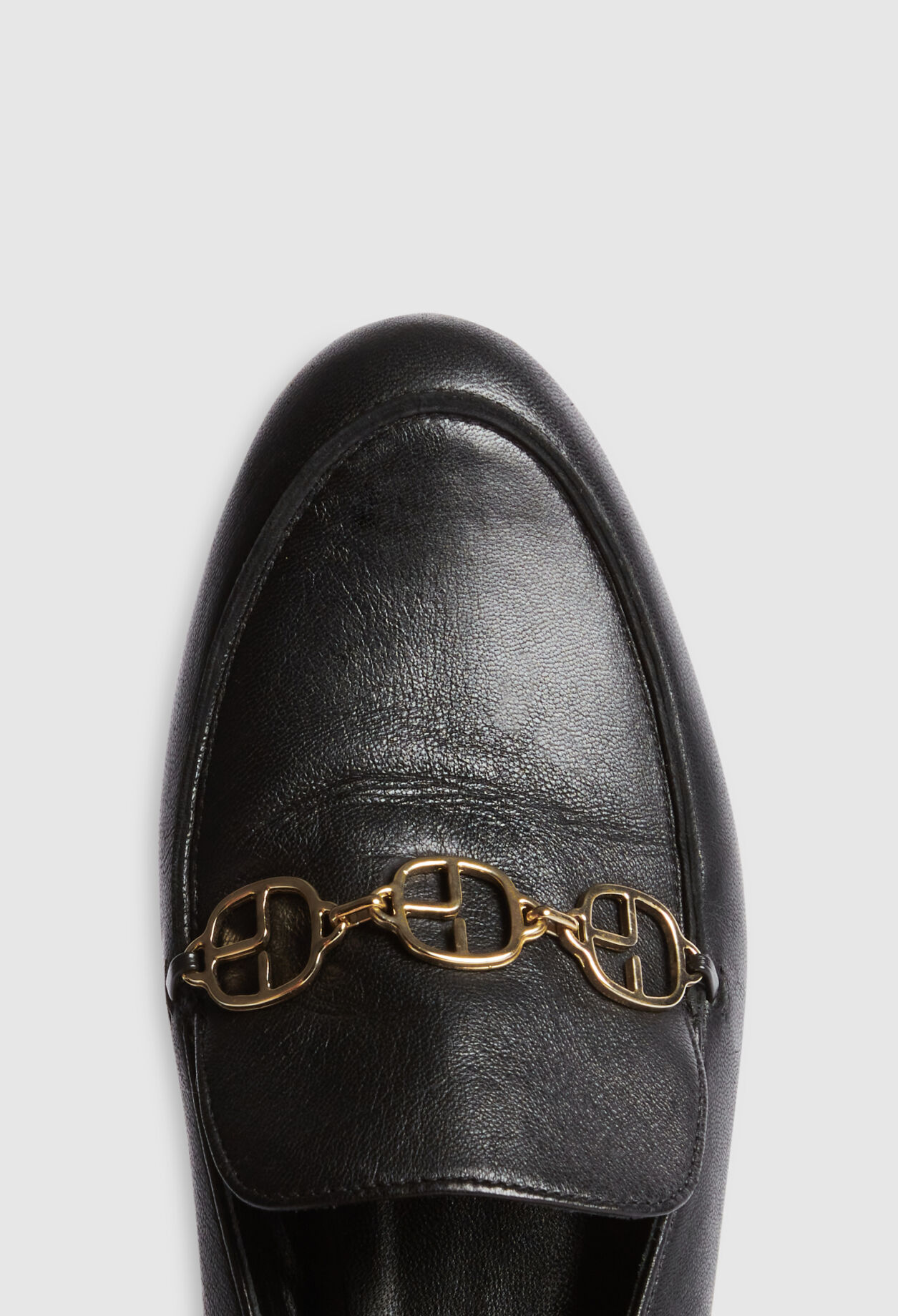 Black leather loafers