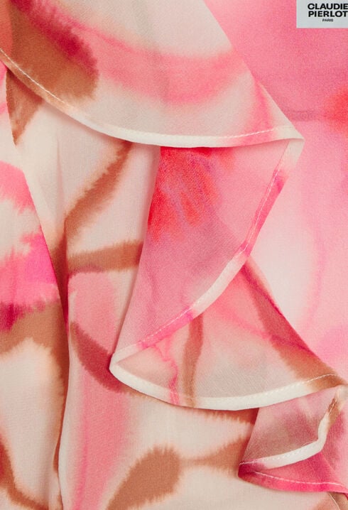 Watercolour print silk blouse