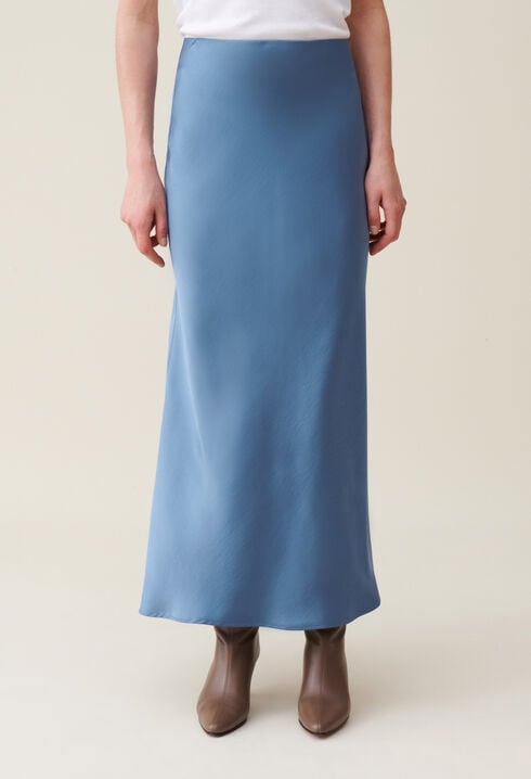 Flowing Satin Midi Skirt