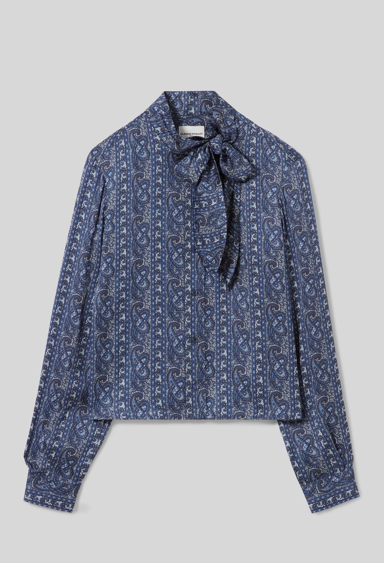 Printed pussy-bow shirt
