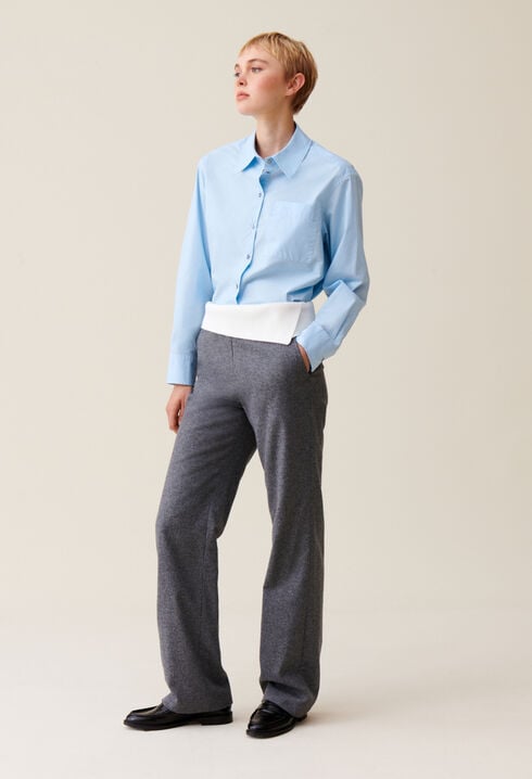 Straight trousers contrast belt