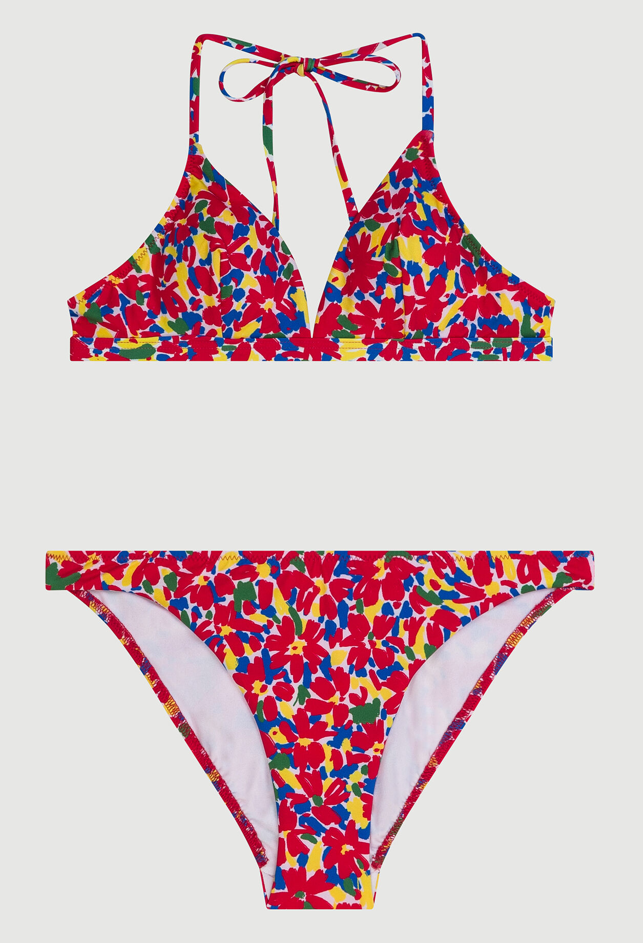 Two-piece flowery swimsuit
