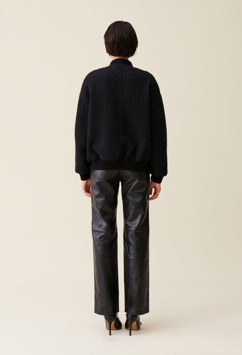 Black tweed bomber