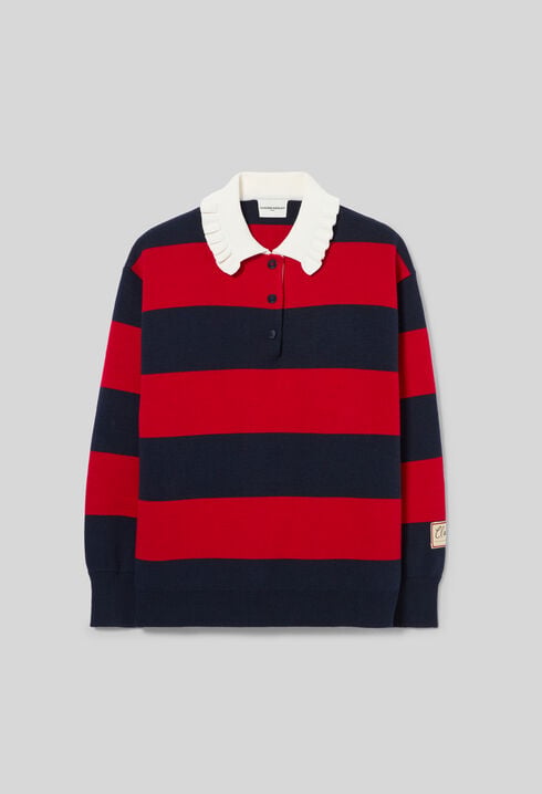 Knitted rugby polo jumper