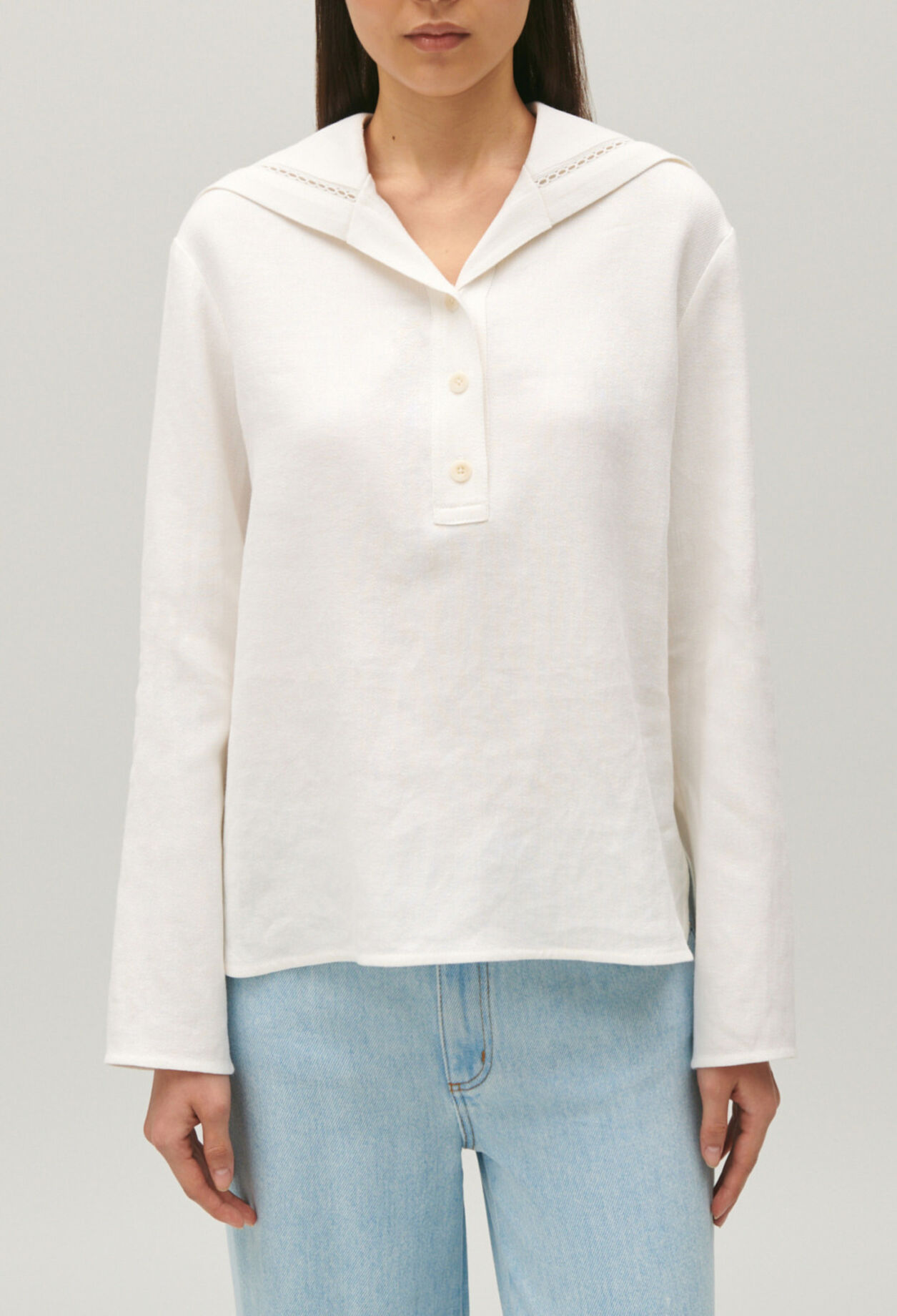 Ecru sailor collar top