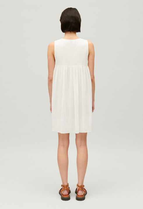 Ruched short cream dress