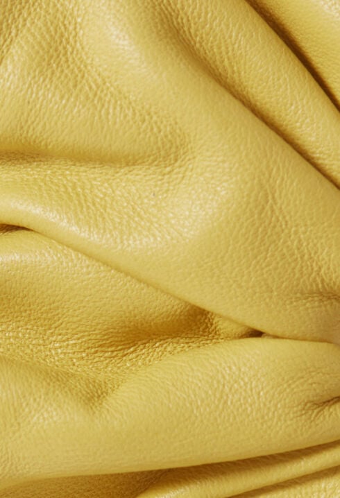 Leather scrunchie with topstitching