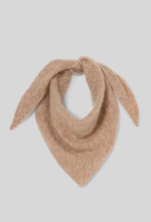 Fluffy knitted triangle scarf