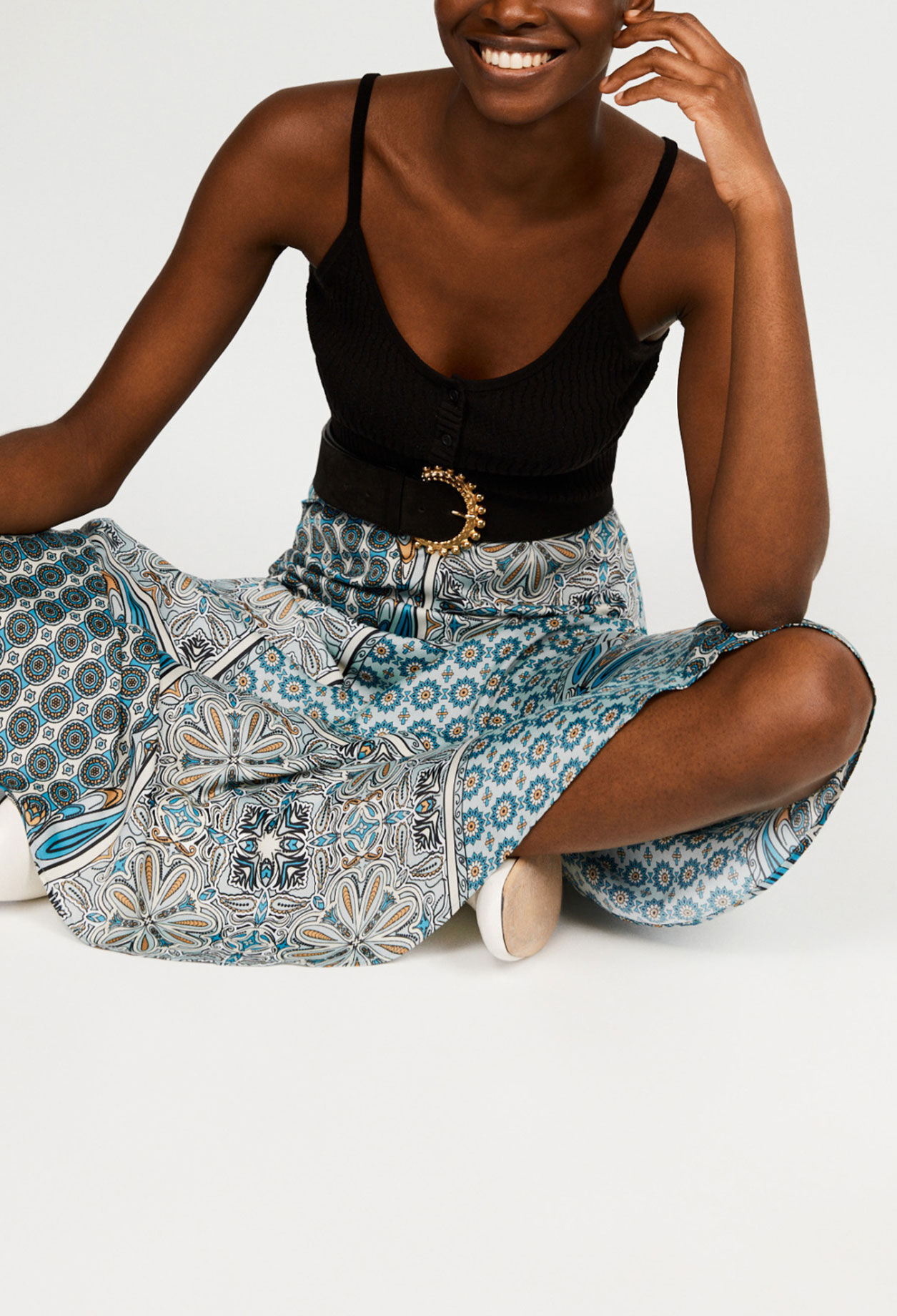 Printed midi skirt