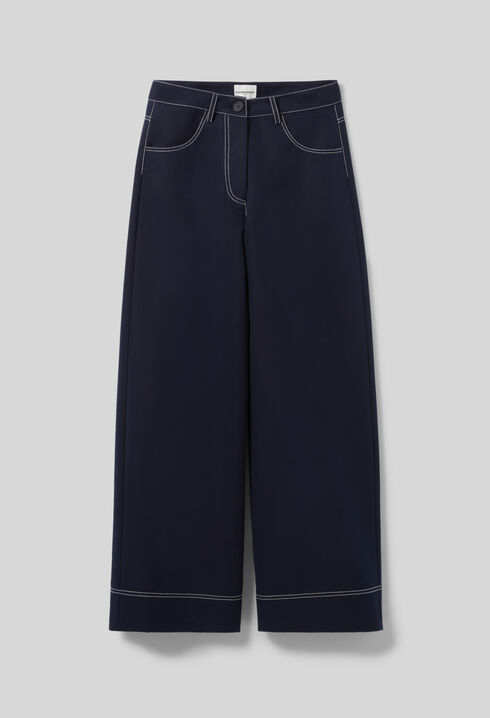 Wide-leg trousers with hems