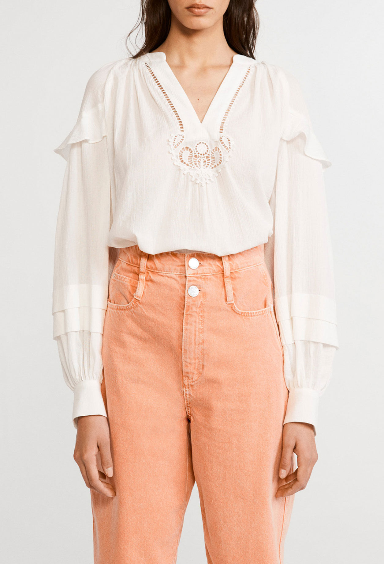 Organic cotton blouse with puff sleeves Organic cotton blouse with puff sleeves