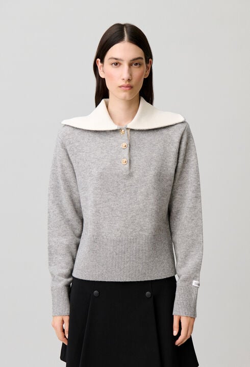 Relaxed wool half-zip jumper
