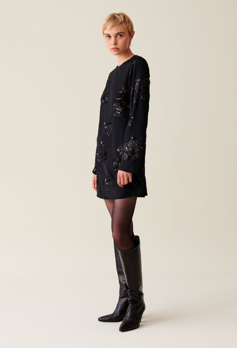Black dress embroidered sequins