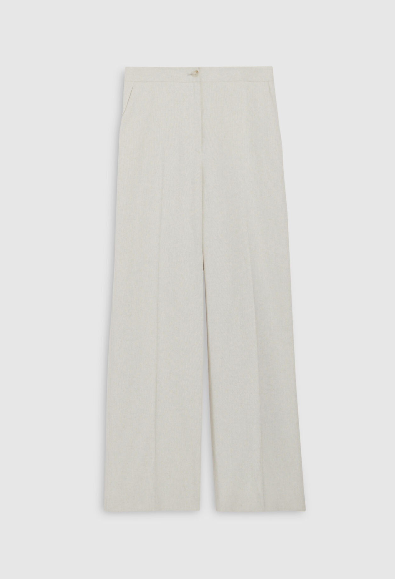 Beige cotton and linen blend trousers