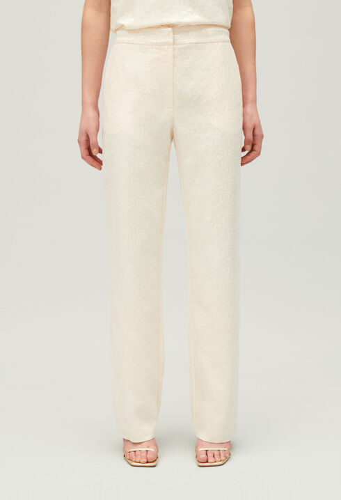 Ecru sequinned trousers