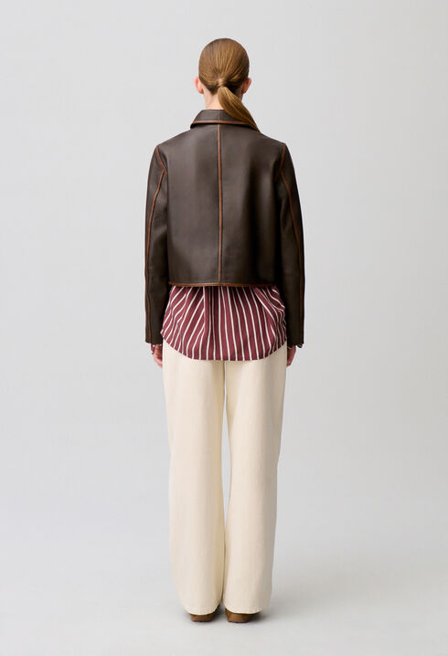 Cropped Vintage Leather Jacket