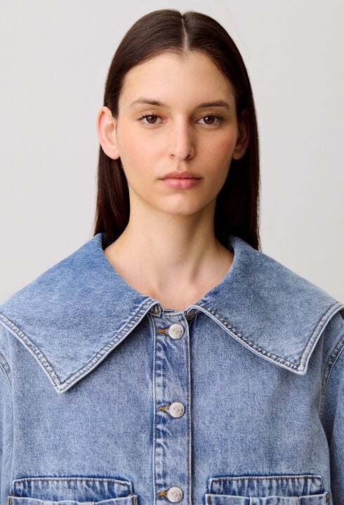 Contrast stitch denim jacket