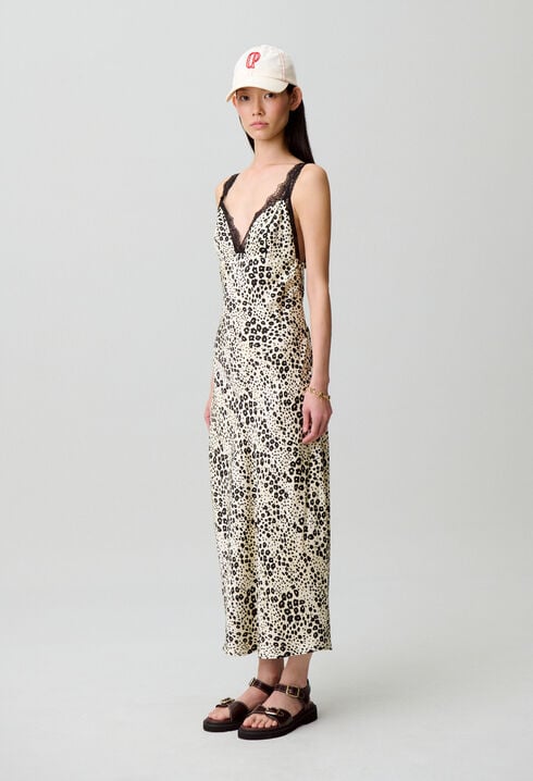 Satin animal print dress