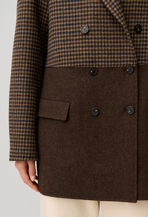 Plain checked wool coat