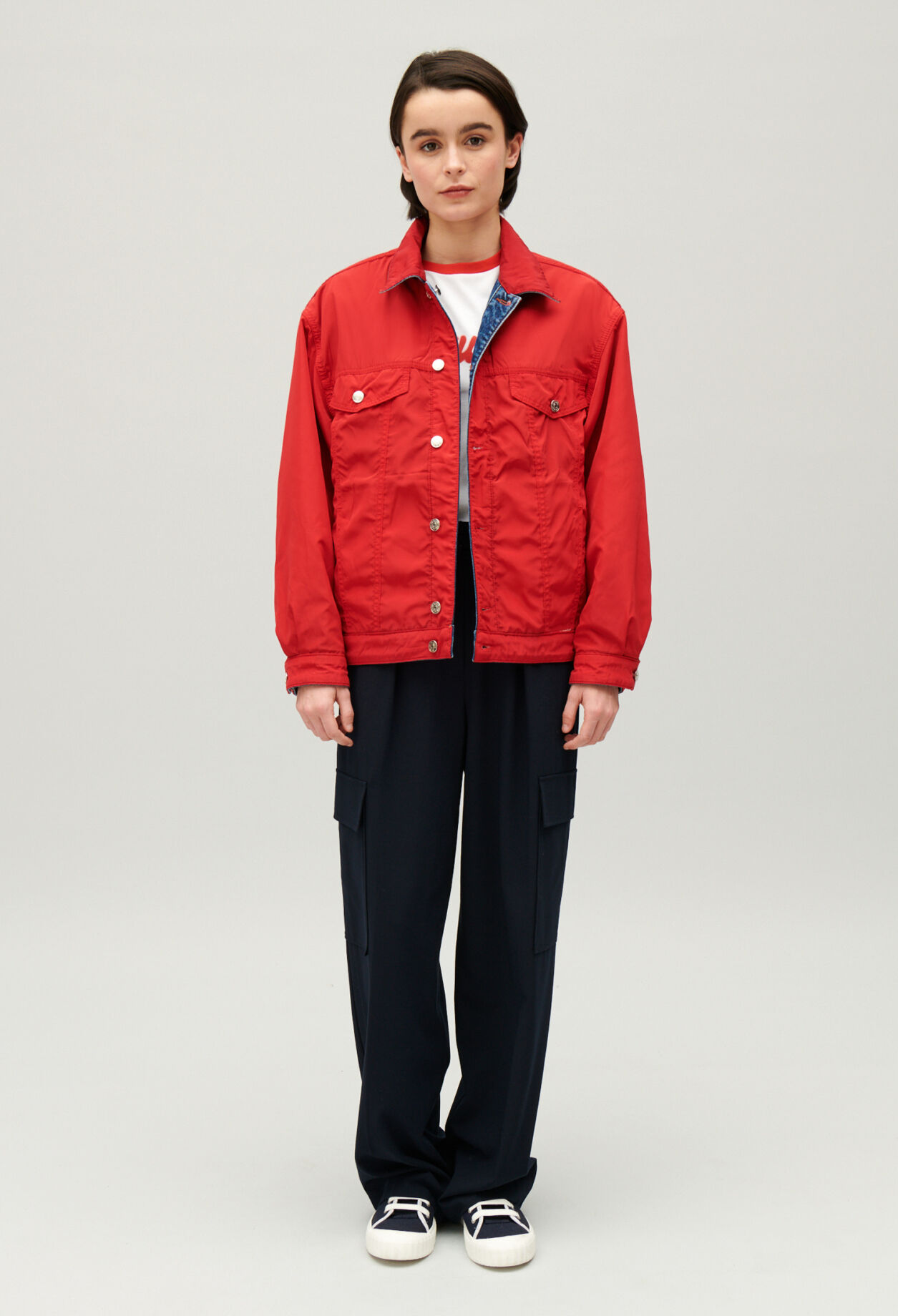 Reversible oversized denim jacket