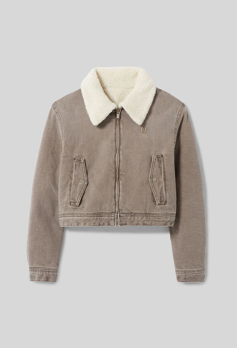 Denim Jacket with Faux Fur