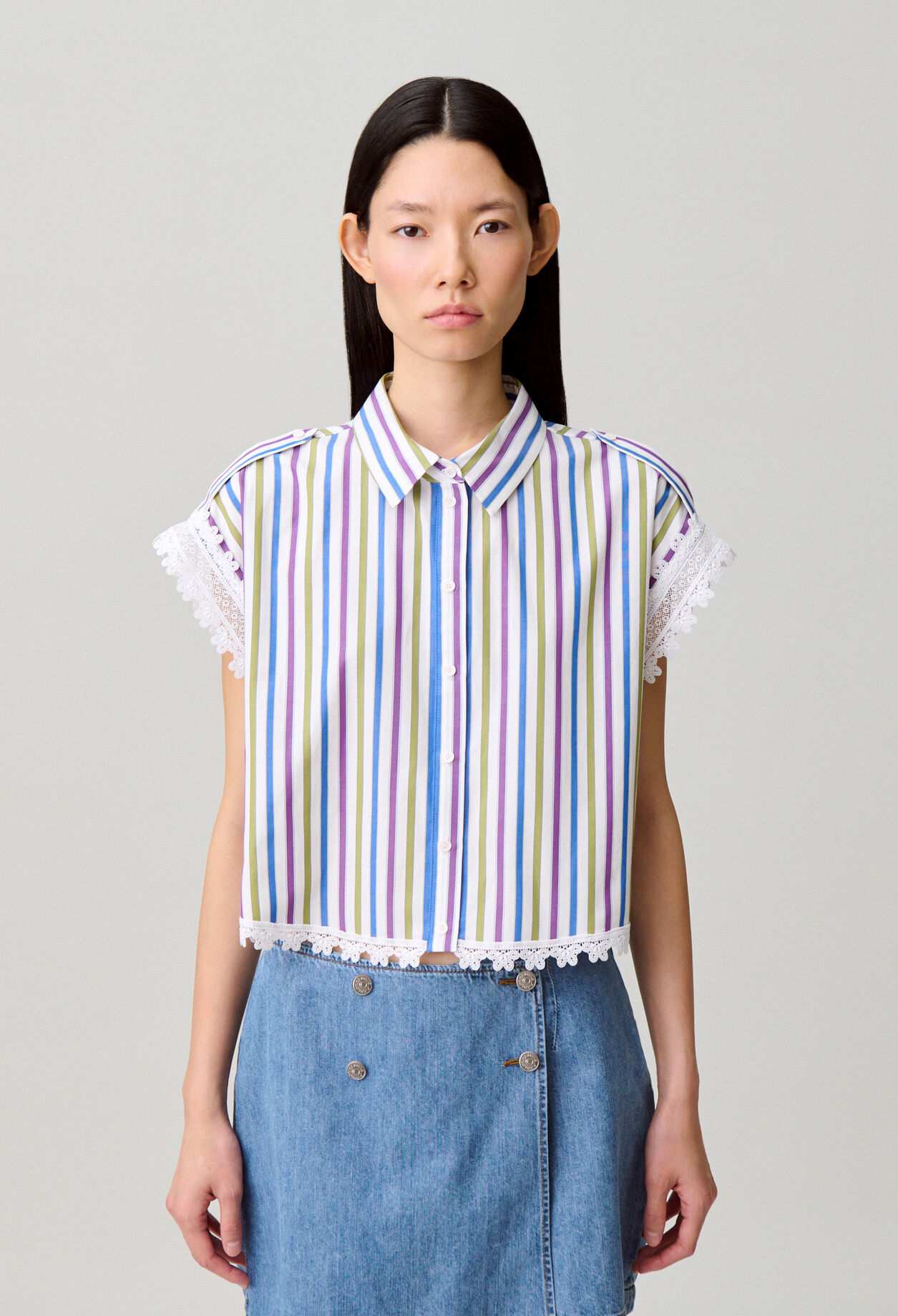 Striped lace shirt
