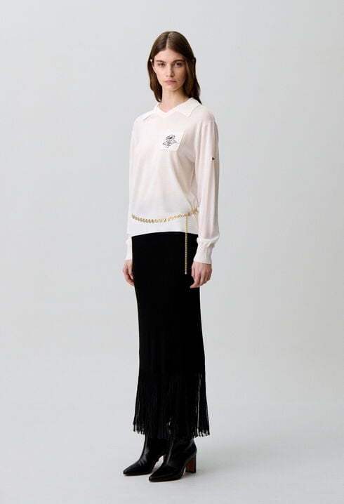 Embroidered flower knit jumper