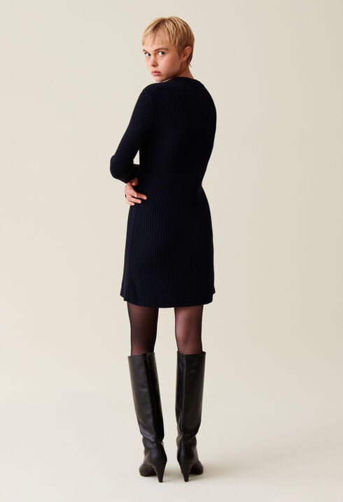 Short ribbed back knit dress
