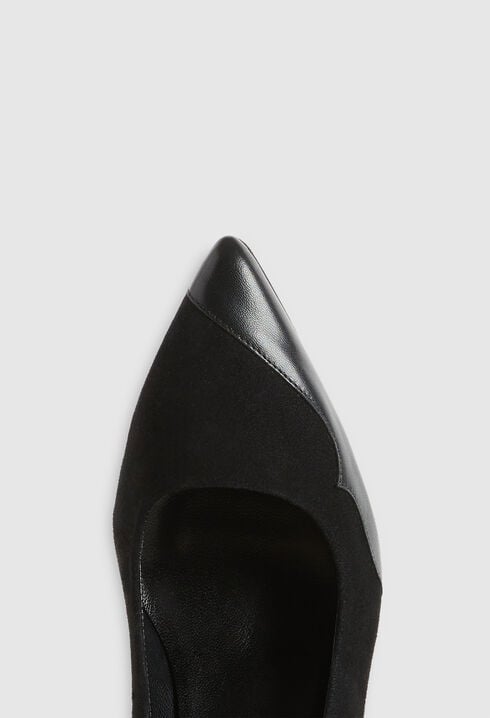 Escarpins cuir bimatière