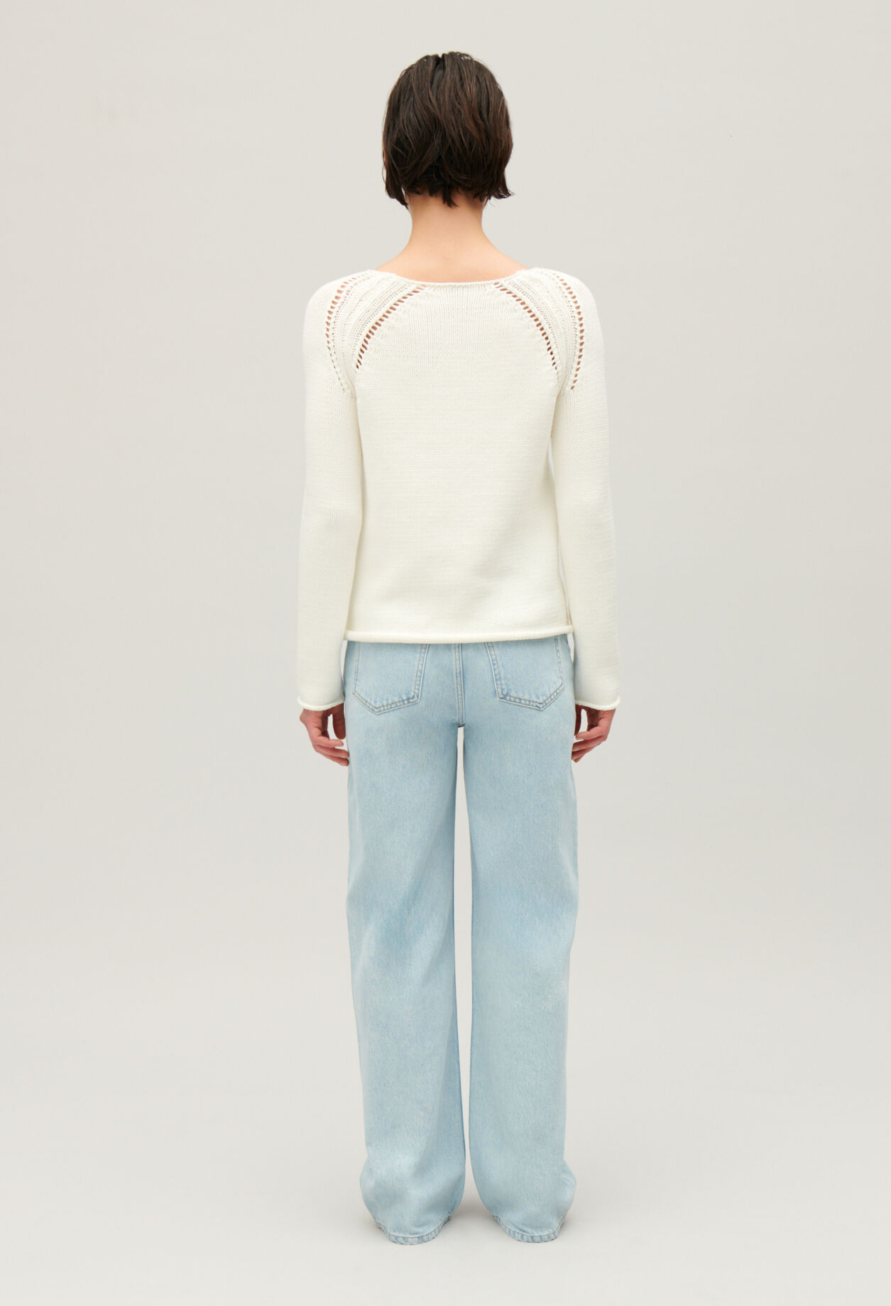 Ecru knitted jumper with embroidery
