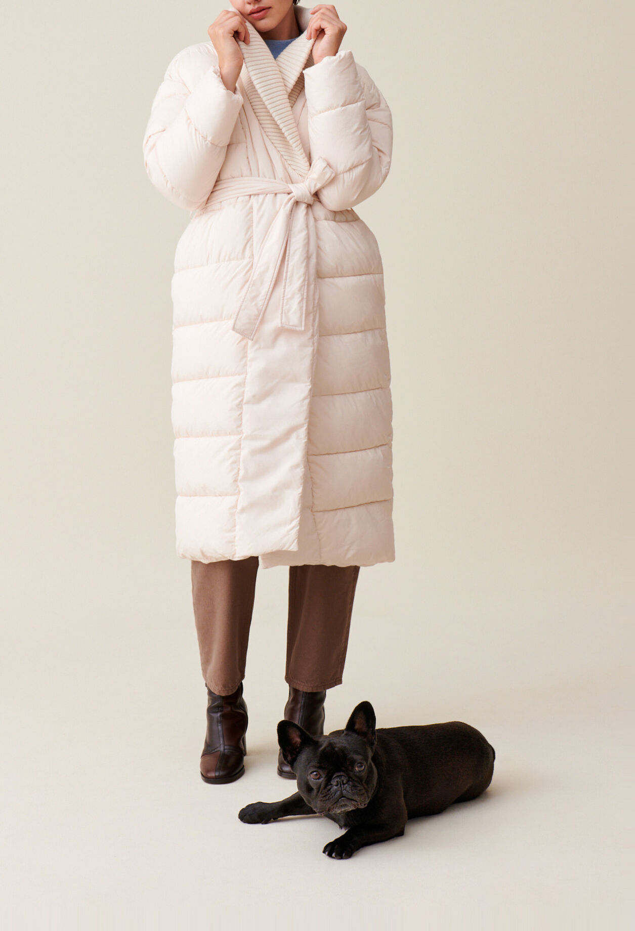 Long padded shawl collar coat